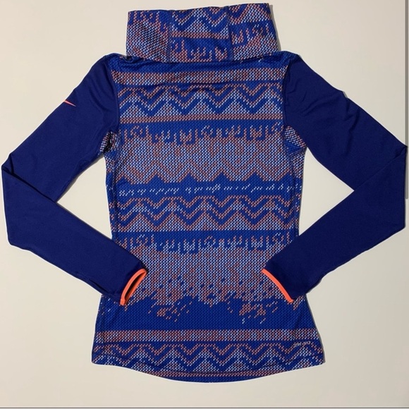 Nike Pro‎ Dri Fit Women’s Blue Long Sleeve cowl Neck Running Top Size Small - Picture 3 of 6